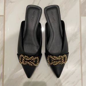 Black Flat Mules